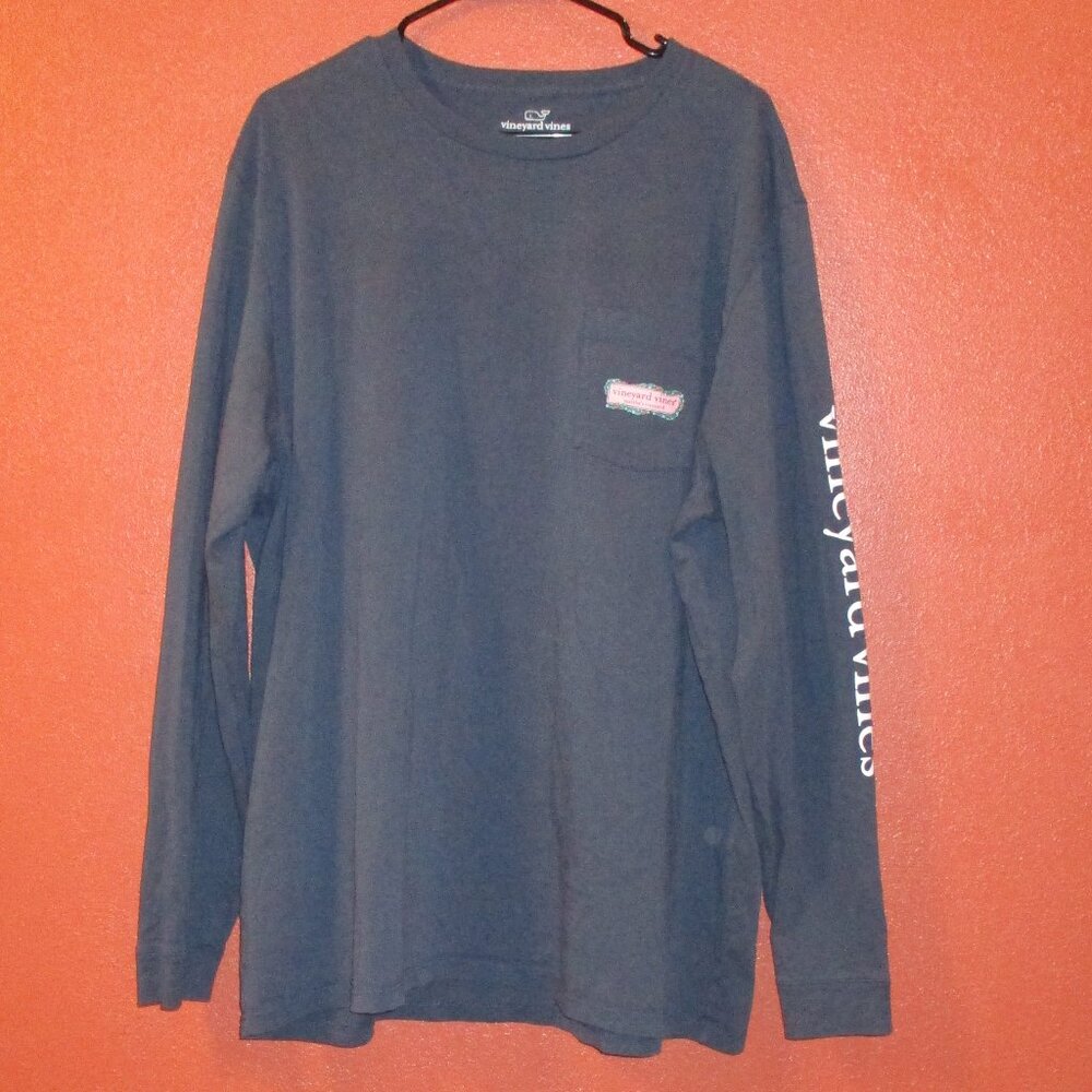Vineyard Vines Shirt Men 2X Large Blue White Pink Outdoor Travel Vacation Shirt